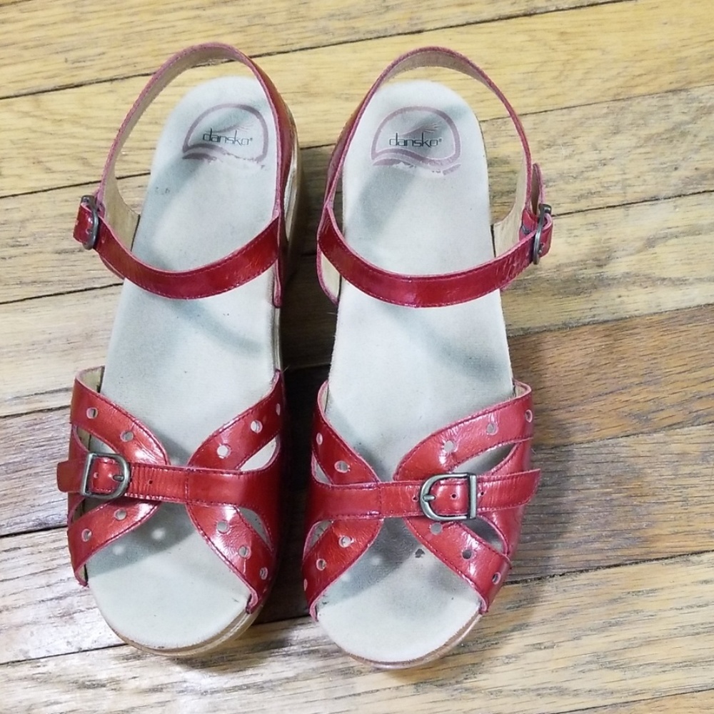 Dansko patent leather sandals